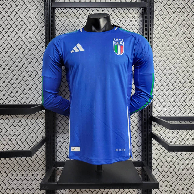 Camisa Italia Home Manga Comprida 24 25 Adidas Versao Jogador