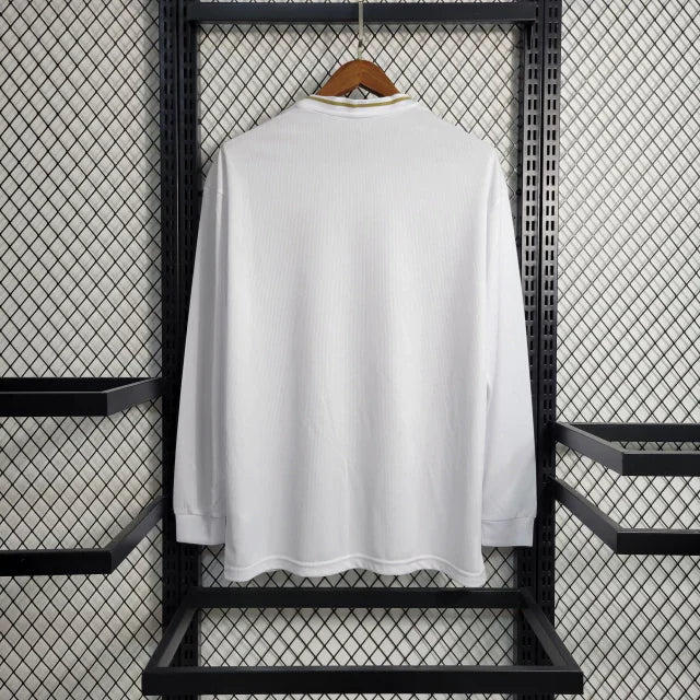 Camisa Real Madrid I Home 2019/20 Retrô Manga Longa Masculina - Branco