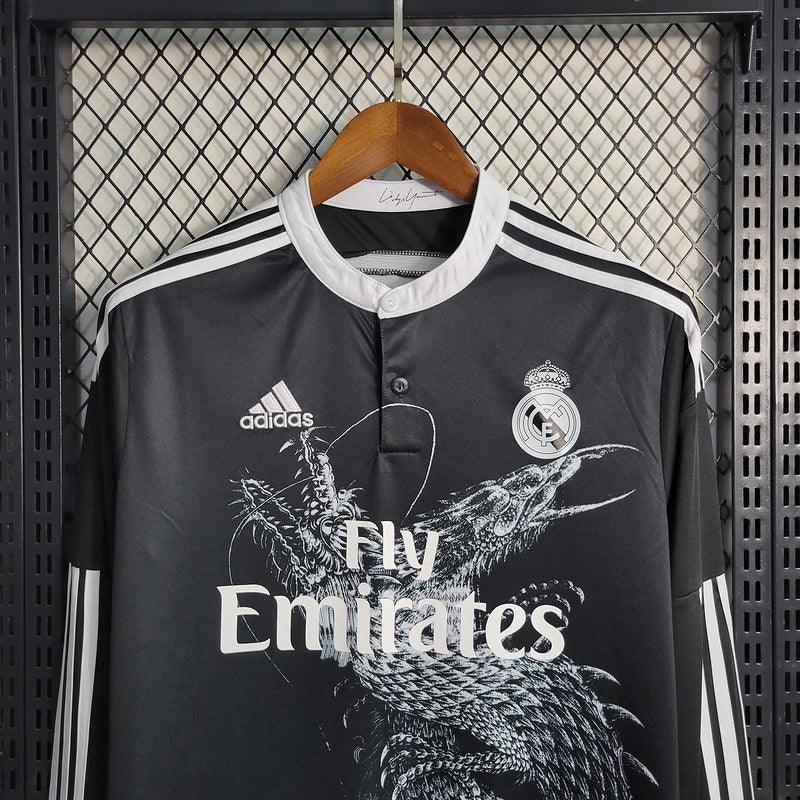 Camisa Retrô Real Madrid Manga Longa III Third Adidas 2014/15 Masculino Preto