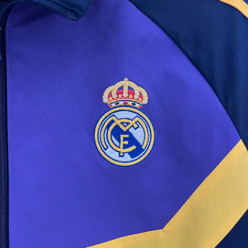 Jaqueta Corta Vento Real Madrid Dupla Face 2023/24 - Azul Escuro