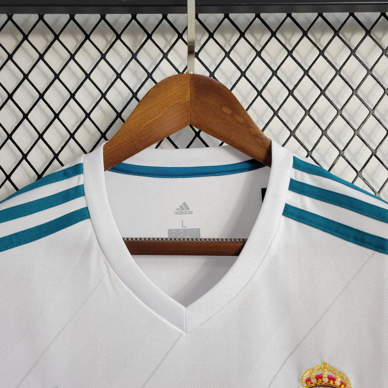 Camisa Retrô Real Madrid I Home Adidas 2017/18  Manga Longa Masculino Branco