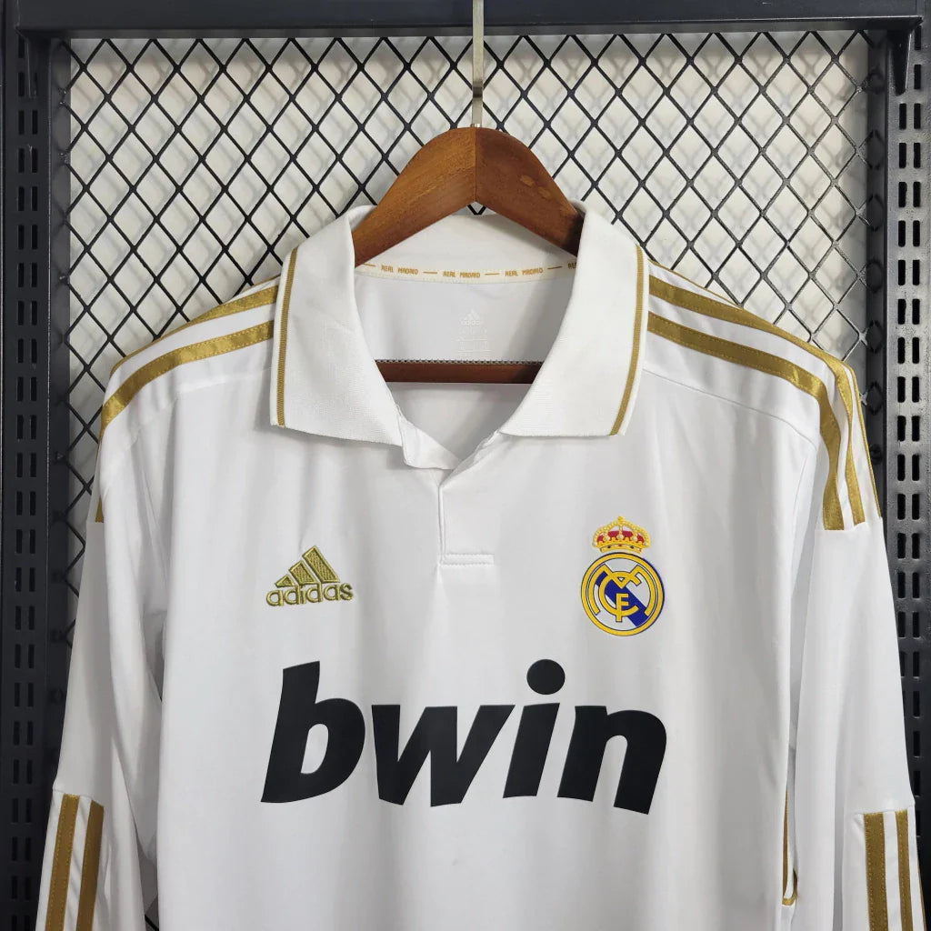 Camisa Retrô Real Madrid Manga Longa I Home 2011/12 Masculino Branco