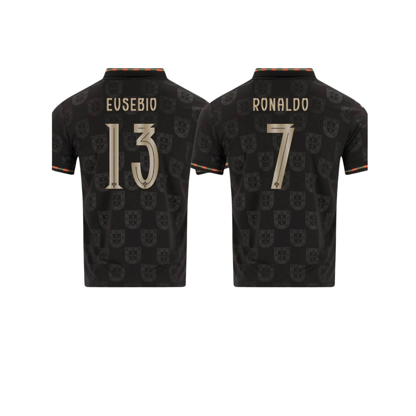 Camisa Portugal Black Panther Copa 2026 - #13 Eusébio e #7 Ronaldo - Torcedor