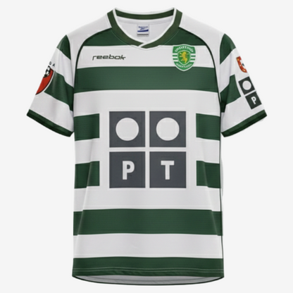 Camisa Sporting 2002/03 Home Portugal Reebok Verde e Branco Retrô