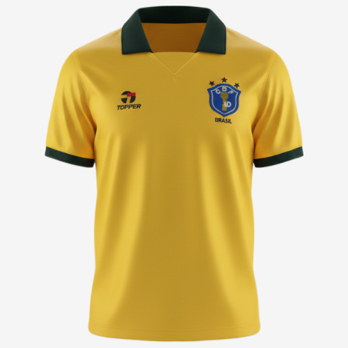 Camisa Retrô 1988 Seleção Brasileira I Masculina - Amarelo e Verde