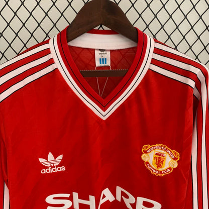 Camisa Manchester United 1986/88 Manga Longa Vermelho Retrô