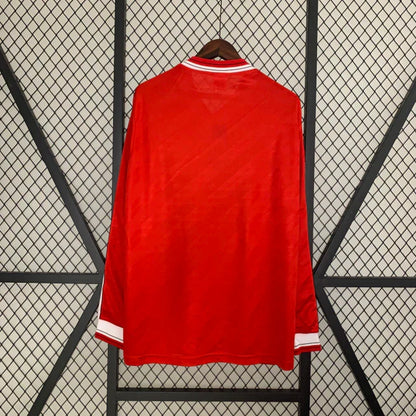 Camisa Manchester United 1986/88 Manga Longa Vermelho Retrô
