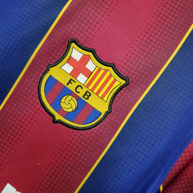 Camisa Retrô Barcelona Home 20/21 Torcedor Masculina - Azul e Grená