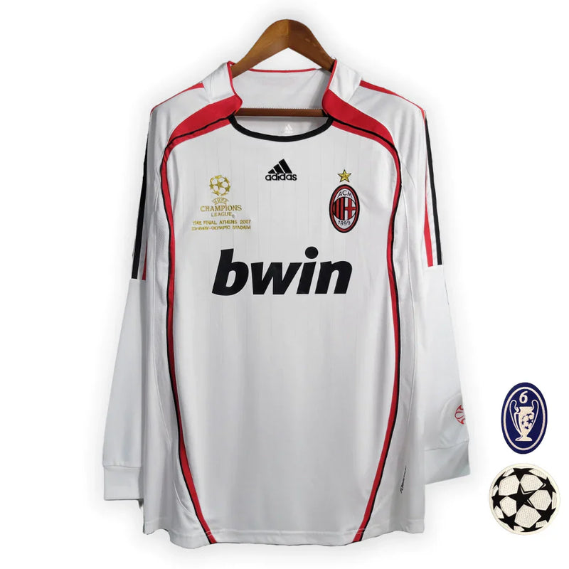 Camisa Retrô Milan II Away 2006/07 Manga Longa Masculino Branco