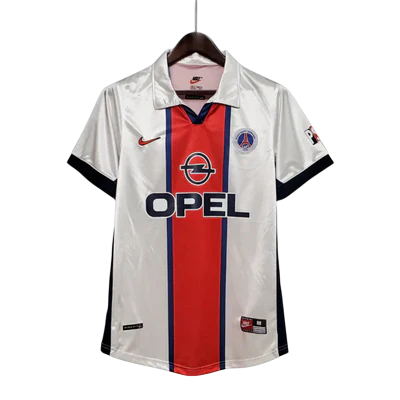 Camisa Paris Saint Germain PSG Retrô Away 98/99 Torcedor Nike Masculina - Branco, Azul e Vermelho
