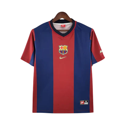 Camisa Retrô Barcelona Home Nike 1998/99 Masculino - Azul e Grená