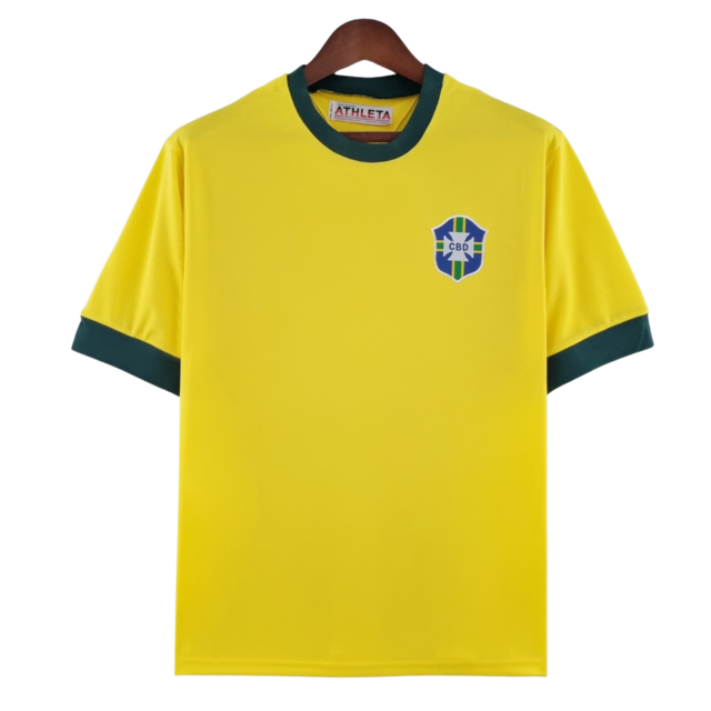 Camisa Retrô 1970 Seleção Brasileira I Masculina - Amarelo e Verde