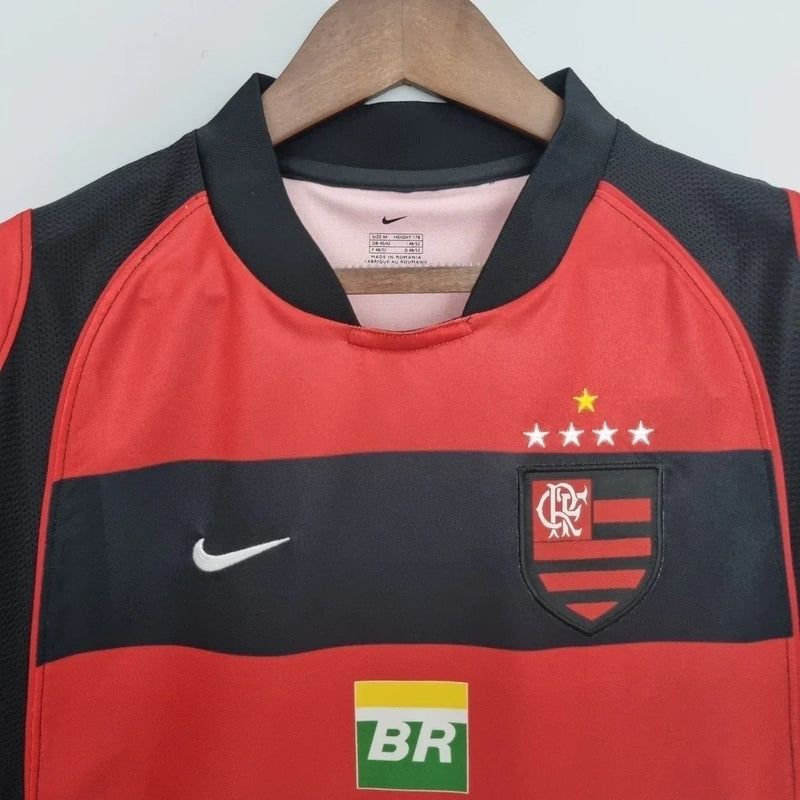 Camisa Retrô Flamengo I 2001/02 Masculina Torcedor Vermelha e Preta