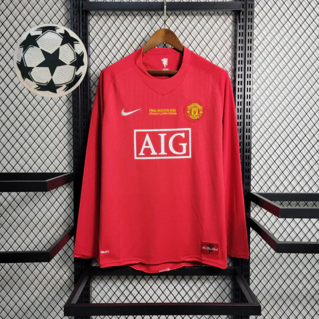 Camisa Retrô Manchester United Manga Longa Nike 2007/08 Masculino Vermelho