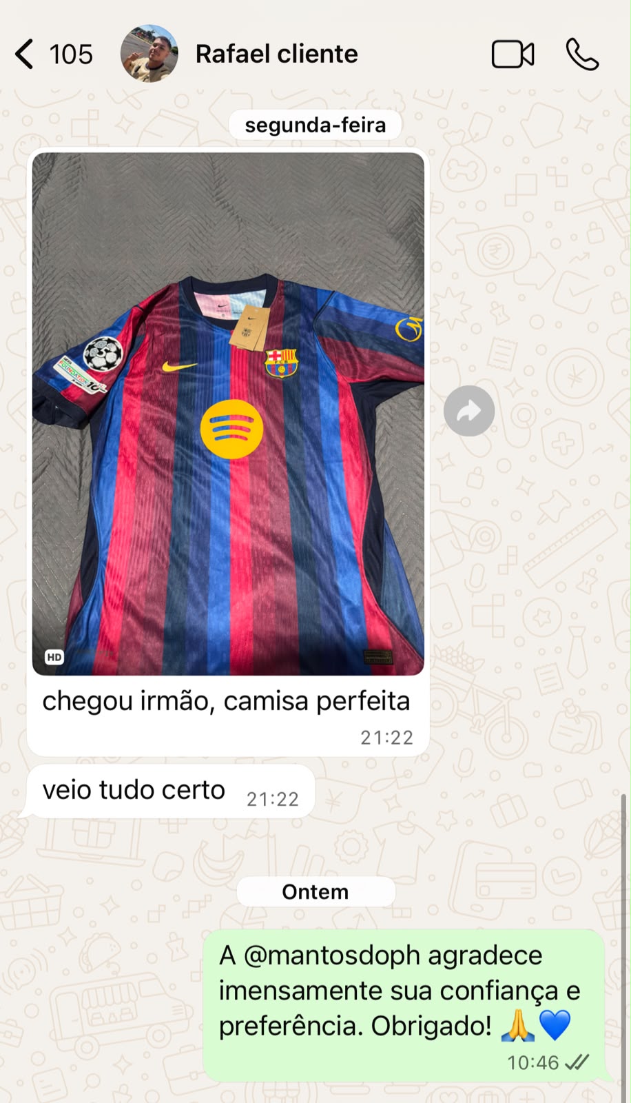 Feedback de cliente Mantos do PH