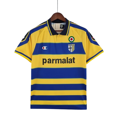 Camisa Retrô Parma I Champion 1999/00 Masculino Amarelo e Azul