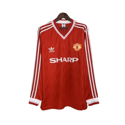 Camisa Manchester United 1986/88 Manga Longa Vermelho Retrô