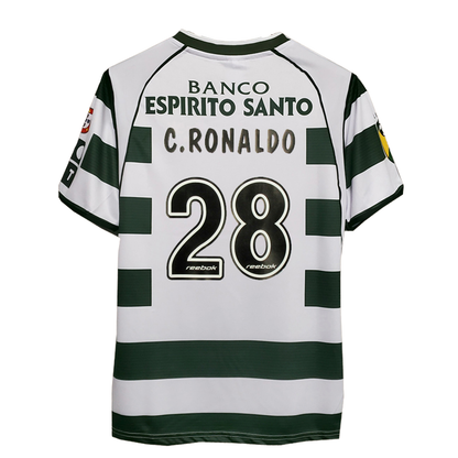 Camisa Sporting 2002/03 Home Portugal Reebok Verde e Branco Retrô