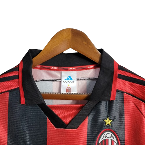 Camisa Retrô Milan I Home 1998/99 Masculino Vermelho e Preto