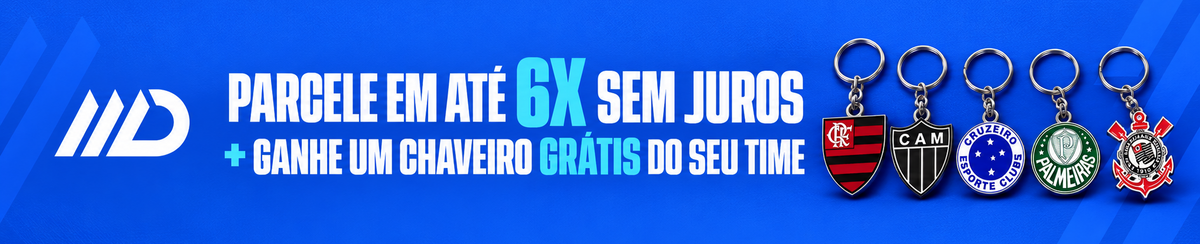 Parcele em até 6x sem juros + ganhe um chaveiro grátis do seu time