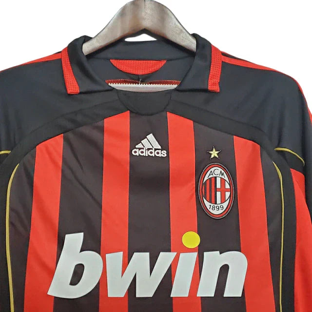 Camisa Retrô Milan I Home 2006/07 Masculino Vermelho e Preto