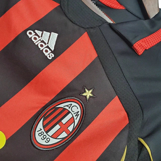 Camisa Retrô Milan I Home 2006/07 Masculino Vermelho e Preto