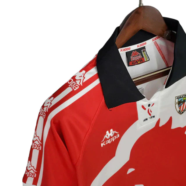 Camisa Athletic Bilbao Retrô 1997/1998 Vermelha e Branca
