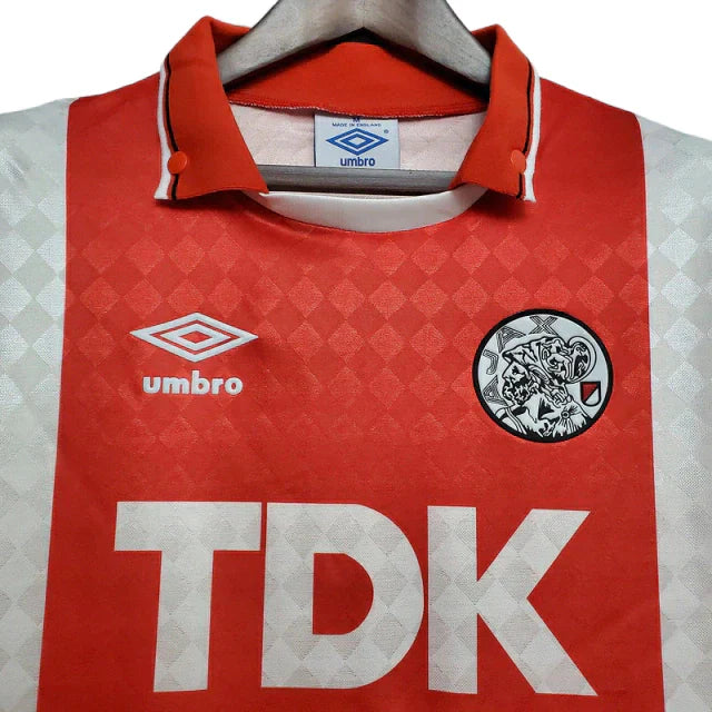 Camisa Ajax Retrô 1990-1992 Vermelha e Branca